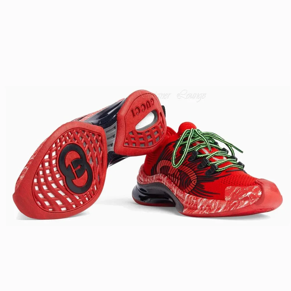NEW GUCCI Run GG Logo Red/Black Men’s Low Top Sneakers Size G 9.5 US 10 Authent